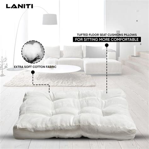LANITI 24” Inch Extra Large Floor Cushions Tufted Floor Pillow for ...