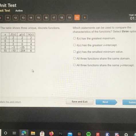 [FREE] The table shows three unique, discrete functions. Which ...