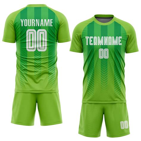Custom Neon Green White-Kelly Green Sublimation Soccer Uniform Jersey ...
