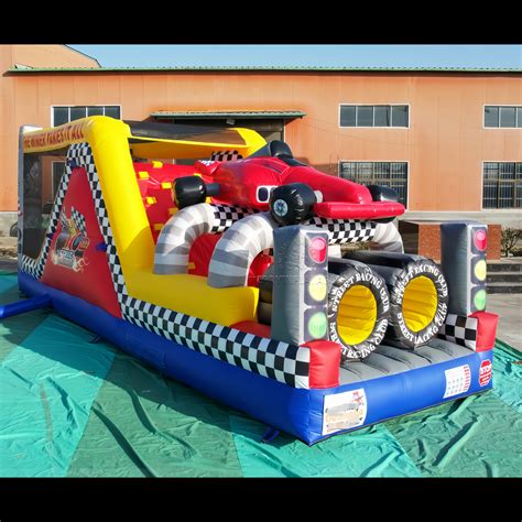 Cartoon Car Race Inflatable Obstacle Games Playground Obstacle Course ...