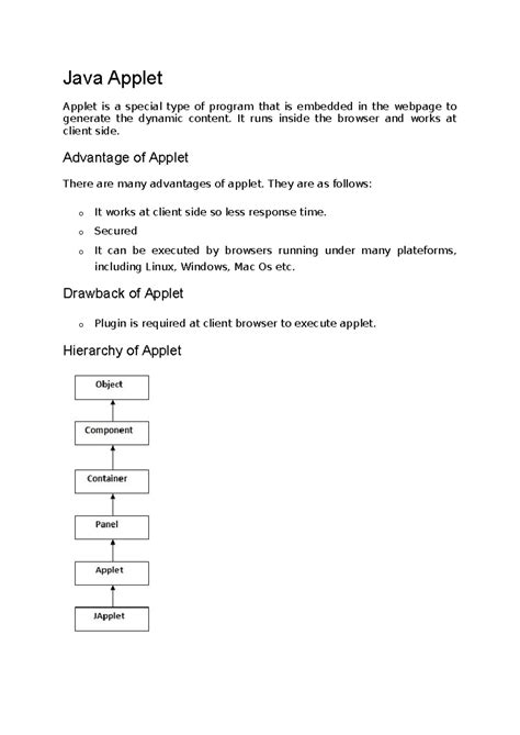 Java Applet - NOTES - Java Applet Applet is a special type of program ...