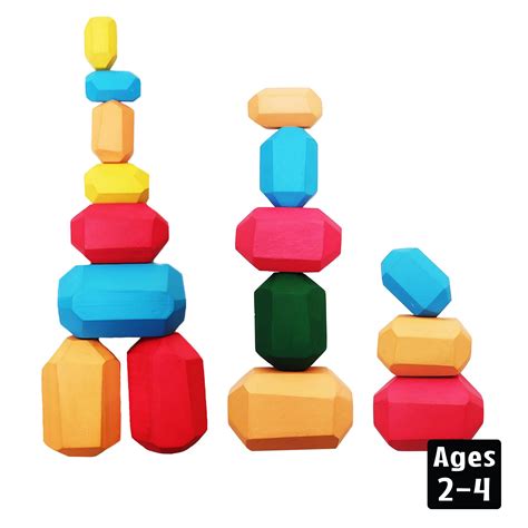 25 Pcs Wooden Sorting Stacking Rocks, Age 2+ – WONDRBOX