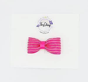 TinyShiny_Zari Ribbon Bow (Alligator Clip, Hot Pink & Zari Stripes ...