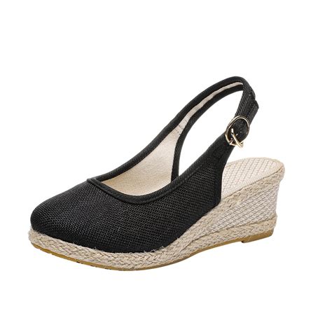 Hvyesh Women's Classic Espadrille Wedge Sandal Flat Wedge Ankle Buckle ...