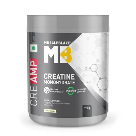 Buy MuscleBlaze Creatine Monohydrate CreAMP Unflavoured Powder, 250 gm ...