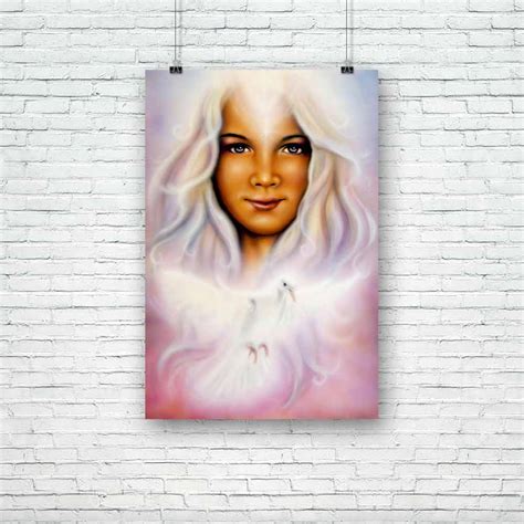 Young Girl With Radiant White Hair & Shining Dove Unframed Paper Poster ...