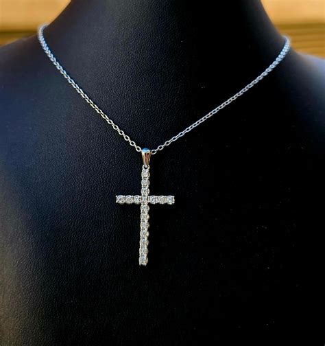 Silver Cross Necklace, Diamond Cross Necklace, Cross Necklace, Gold ...