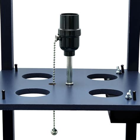 62.5" Navy Floor Lamp with Organizer Storage Shelf & Charging Ports ...