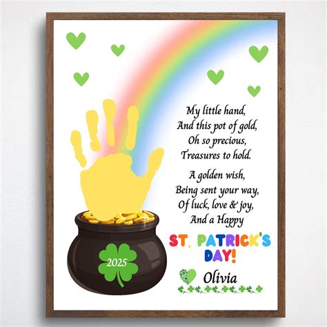 St. Patricks Day Handprint Art Poem, St. Patricks Day Crafts, Kids ...