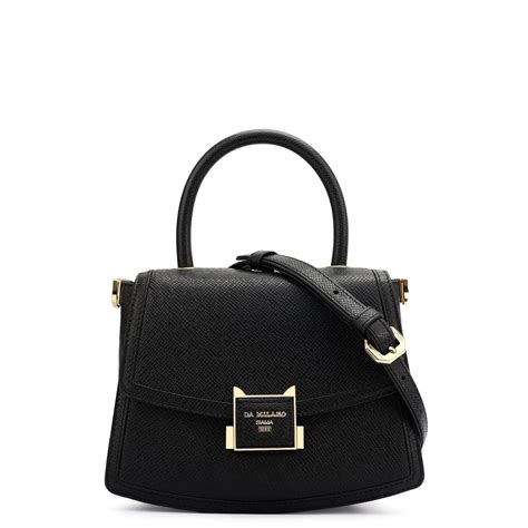 Small Franzy Leather Satchel - Black – Da Milano