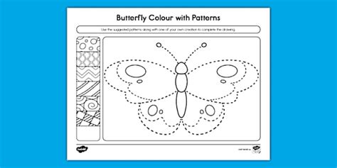 Butterfly Colour With Patterns Activity