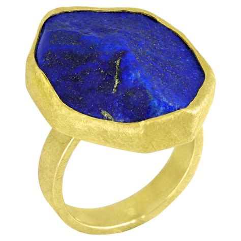 Rough Blue Lapis Lazuli 22k Yellow Gold One of a Kind Ring, Petra Class ...