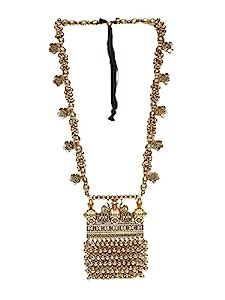 Buy Moedbuille Tassel Design Filigree Work Oxidised Gold Plated Pendant ...