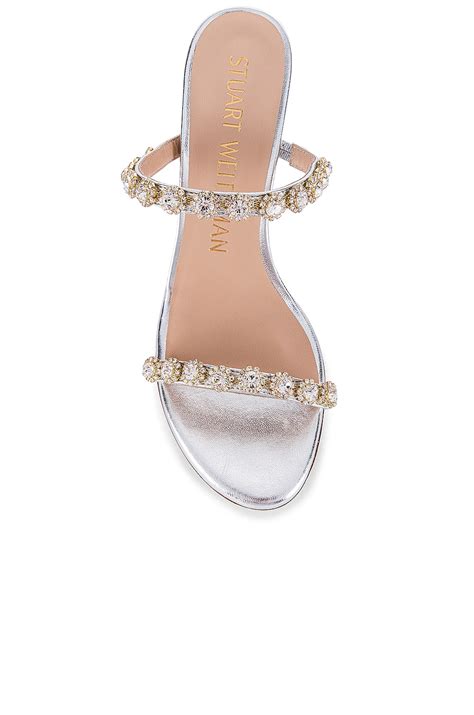 Stuart Weitzman Marletta 75 Crystal Mule in Silver | REVOLVE