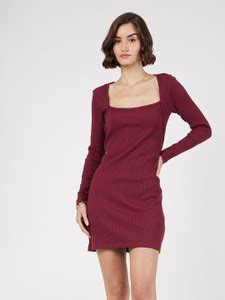 SASSAFRAS Women Bodycon Maroon Mini/Short Dress - Buy SASSAFRAS Women ...