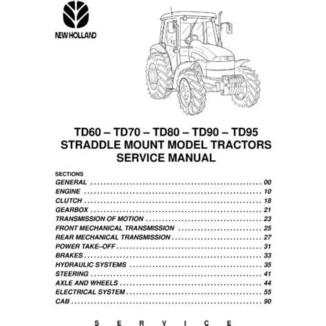 Holland TD60, TD70, TD80, TD90, TD95 Straddle Mount Model Tractors Pdf ...