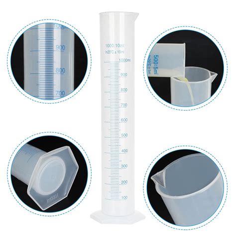 Buy 2Pack 1000ml Plastic Graduated Cylinder, Transparent Measuring ...