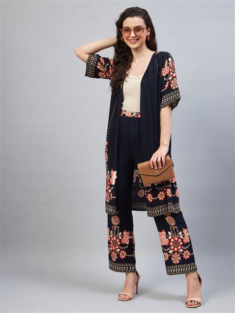 StyleStone Women's Rayon Printed Shrug & Trouser Co-Ord Set( inner not ...