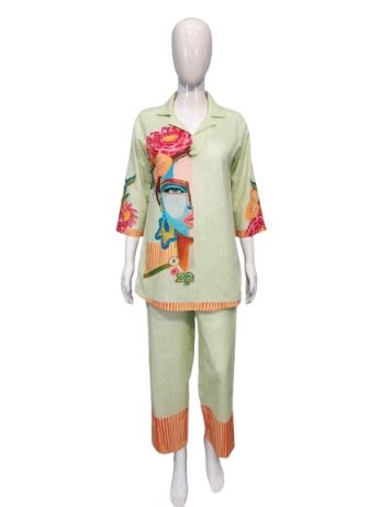 Designer digital printed cotton co ord set– Aashvi Couture