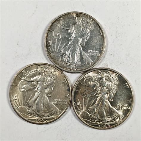 1945-P, D & S Silver Walking Liberty Half Dollars | Property Room