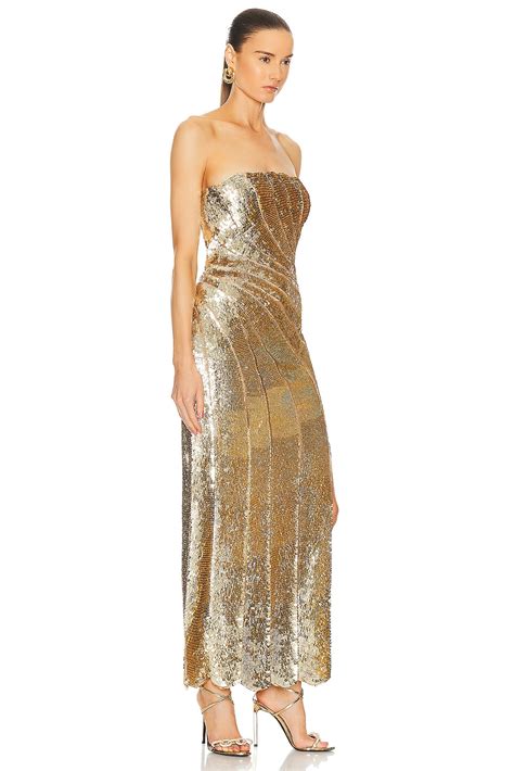 Oscar de la Renta Strapless Sequin Wave & Scallop Detail Cocktail Dress ...