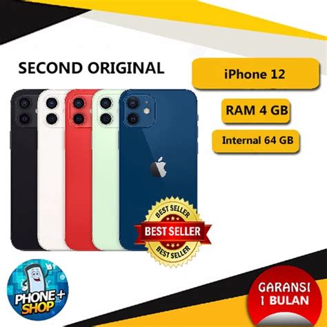 Iphone 12 64Gb Second Mulus Ex Internasional Fullset - Hitam, All ...