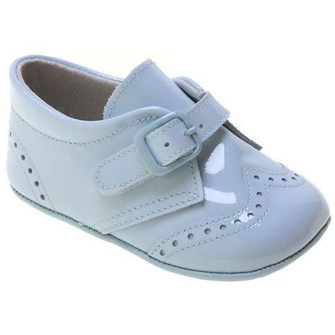 Baby Boy Blue Patent Brogue Pram Shoes | Cachet Kids