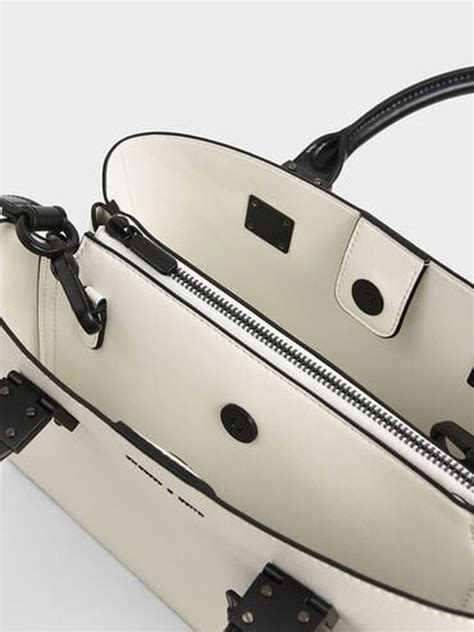 White Cameron Double Top Handle Bag - CHARLES & KEITH IN