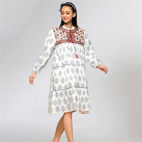 Navy Blue Embroidered Peasant Dress – First Resort by Ramola Bachchan