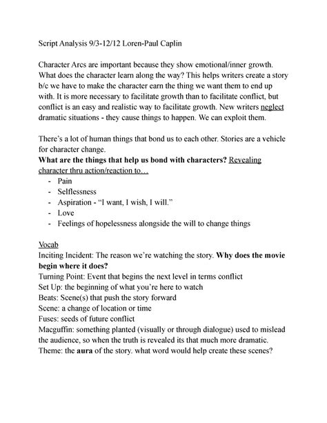 Script Analysis Loren-Paul Caplin - NSRW 2800 - COM - StuDocu