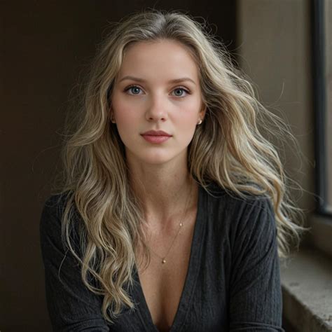 Woman with Long Blonde Hair in V-Neck Top swap face