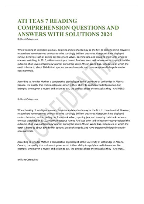 ATI TEAS 7 READING COMPREHENSION QUESTIONS AND ANSWERS WITH SOLUTIONS ...