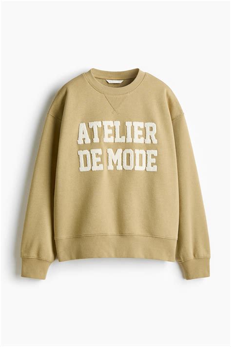 Women's Beige/Atelier Motif-detail sweatshirt | H&M IN