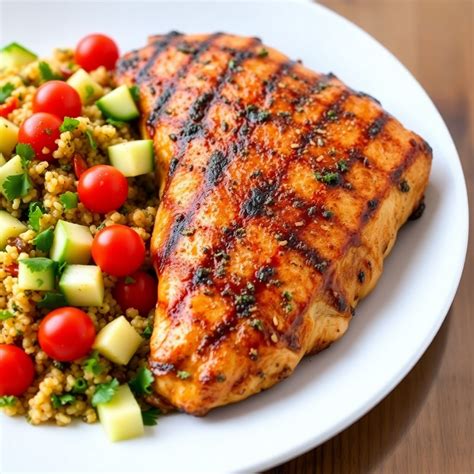 Lemon Herb Grilled Chicken with Quinoa Salad Recipe | cookAIfood