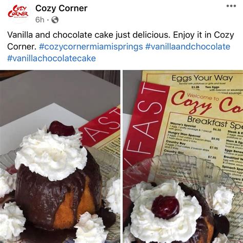 Menu at Cozy Corner restaurant, Miami Springs, 90 Westward Dr