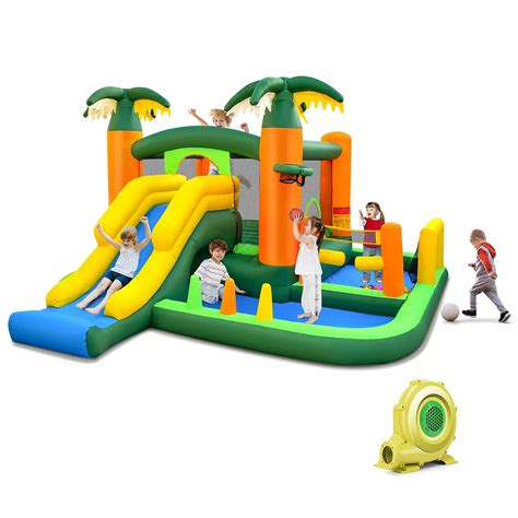 Inflatable Bounce House with Slide and Ball Pit Includes 735W Blower