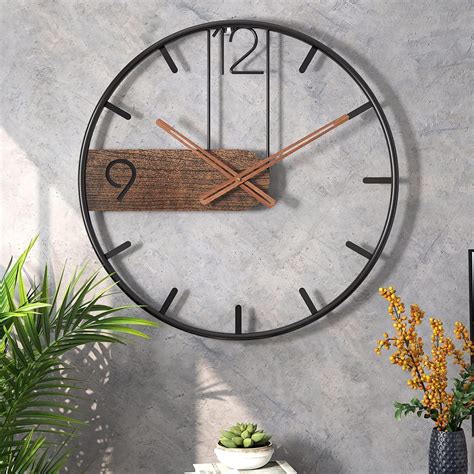 Amazon.com: GUDEMAY 16inch Large Metal Wall Clock Rustic Round Nearly ...