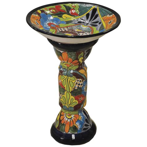Blue Orange Pottery Talavera Bird Bath - Shop Birdbaths at H-E-B