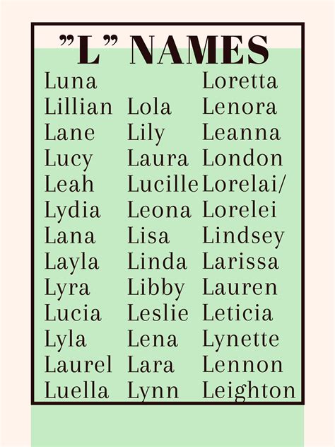 Kid Names, L Names For Girls, L Girl Names, Girl Names With Meaning ...
