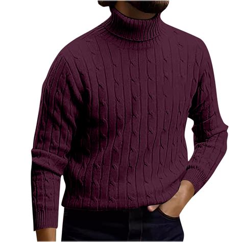 RYDCOT Men's Slim Fit Turtleneck Sweater Casual Twisted Cable Knit ...