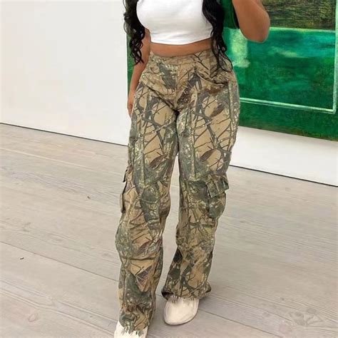 Camo Cargo Pants for Women, Army Fatigue Camouflage Slim Fit Jogger ...