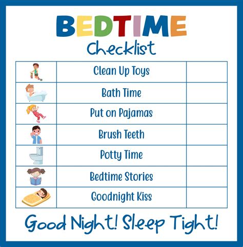 Bedtime Routine Chart Free Printable - King Printables