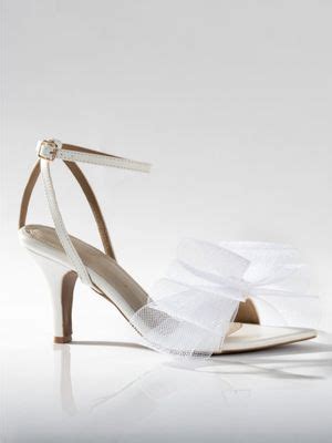 Buy Signature Sole White Mist Sheer Bow Ankle Strap Heels (EURO 35) Online