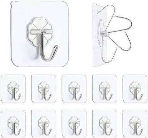 enrics Adhesive Hooks, Detachable Self Adhesive Wall Screw Hooks, (Pack ...
