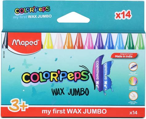 Maped WAX JUMBO CRAYONS-14 SHADES|Ergonomic Shape For Easy Grip ...