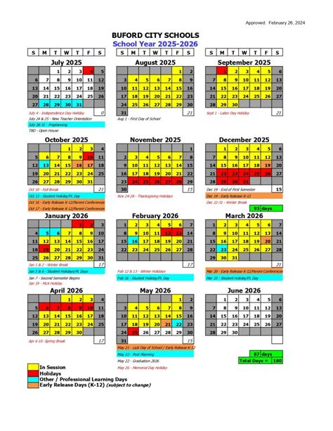 Buford City Schools Calendar 2025-2026 [District School]