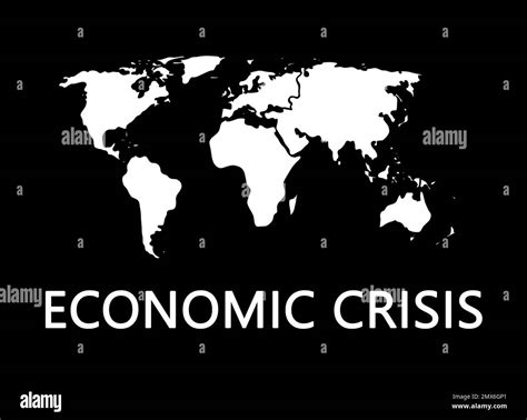 Illustration of world map on black background. Coronavirus impact on global financial crisis ...