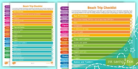 Day at the Beach: Checklist for Parents