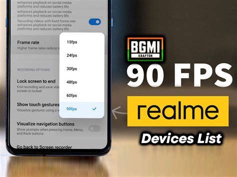 The list of Realme devices supports 90 FPS for PUBG Mobile and BGMI
