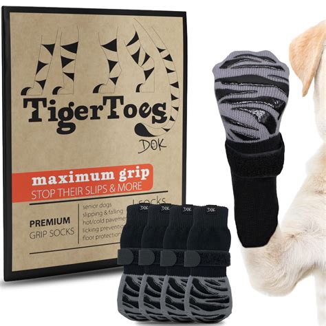 DOK TigerToes Premium Non-Slip Dog Socks for Hardwood Floors - Extra ...